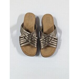 Easy Spirit Women's Size 9 Gold Meadow Leather Slip On Huarache Sandals